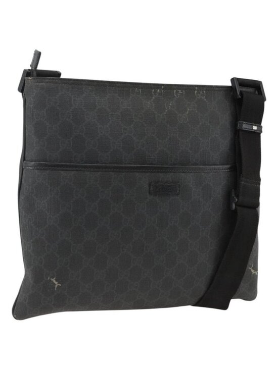 GUCCI Handbags - Authentic GUCCI GG Supreme Shoulder Bag PVC Black Silver 162904
